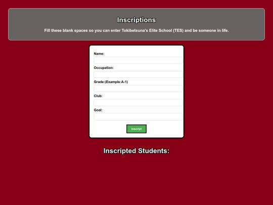 Inscriptions screenshot