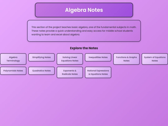 algebra-notes screenshot