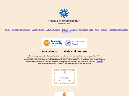 courses screenshot