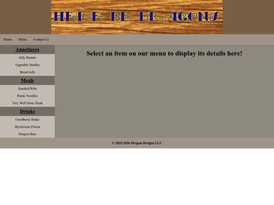 Menu screenshot