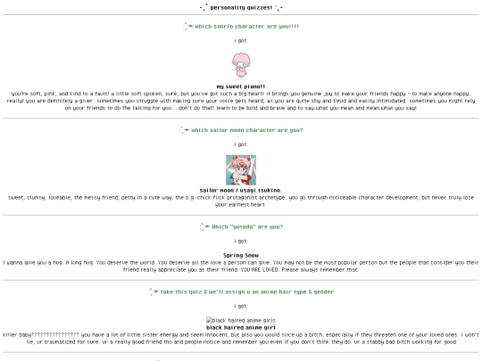 quizzes screenshot