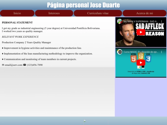 Página personal HTML5 screenshot