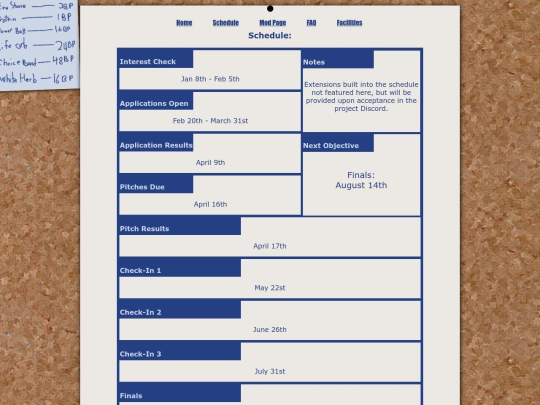 schedule screenshot