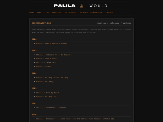 pages/discography screenshot