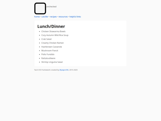 recipes/lunchdinner screenshot