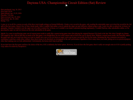 Daytona_USA_CCE_Sat_review screenshot
