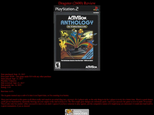Dragster_2600_review screenshot