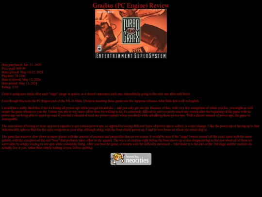 Gradius_PCE_review screenshot
