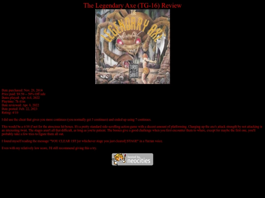 Legendary_Axe_TG16_review screenshot