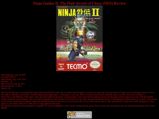 Ninja_Gaiden_II_NES_review screenshot