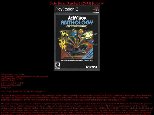Pete_Rose_Baseball_2600_review screenshot
