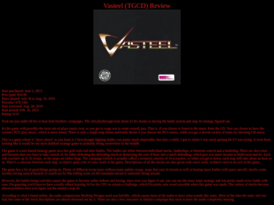 Vasteel_TGCD_review screenshot