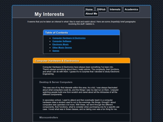 interests screenshot