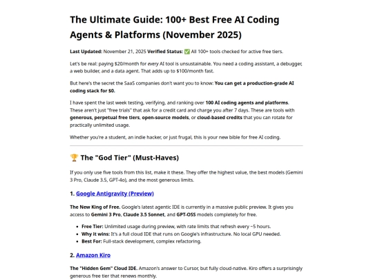 ultimate-free-ai-coding-agents-2025 screenshot