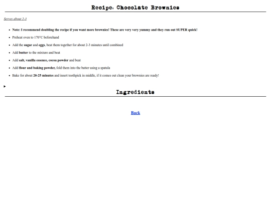 recipes/chocobrownies screenshot