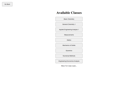 classes screenshot