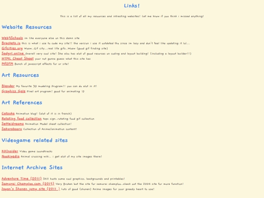 links screenshot