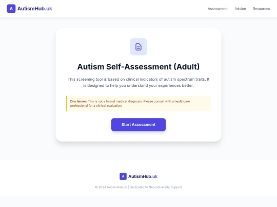 Autism hub.UK/ASA screenshot