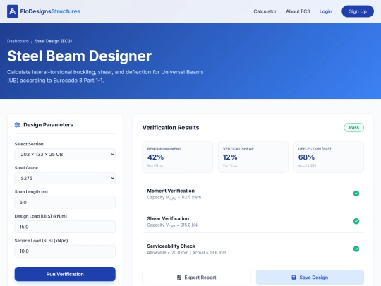 Structural Engineering/steelbeamdesigner screenshot