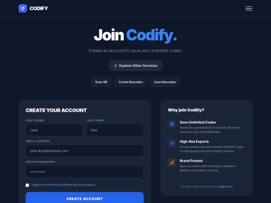 signup screenshot