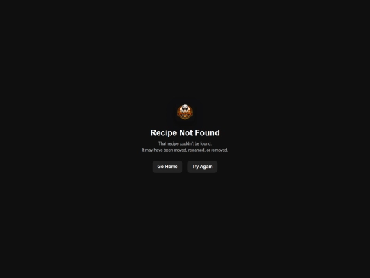 Recipes/not_found screenshot