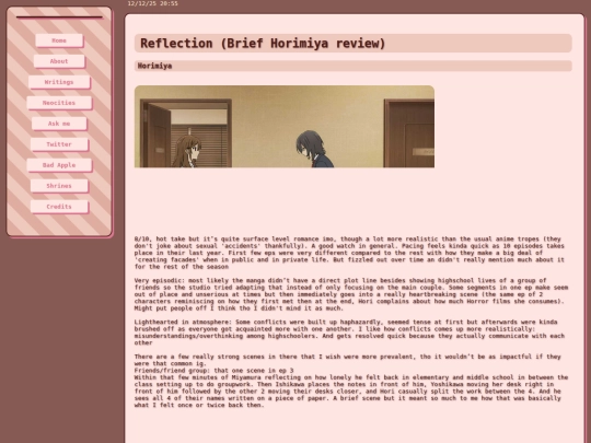 writings/Reflection screenshot