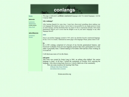 conlangs screenshot