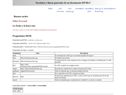 paginaWebJavascript screenshot