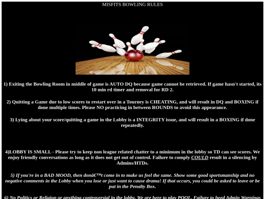 POOL DREAMS/misfitsbowlingrules screenshot