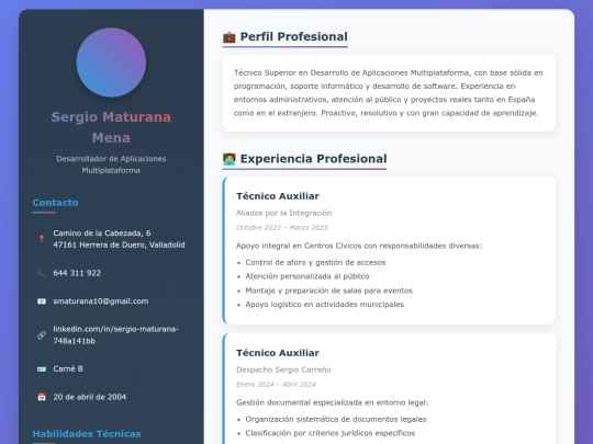 CV screenshot