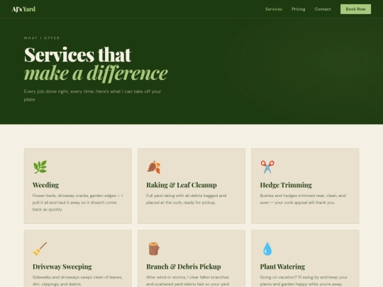 services screenshot