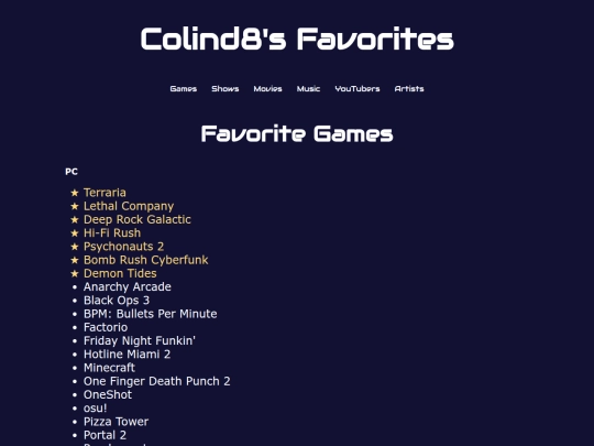 favorites screenshot