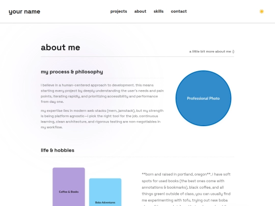 personal web/about screenshot