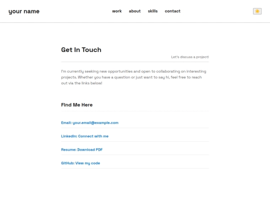 personal web/contact screenshot