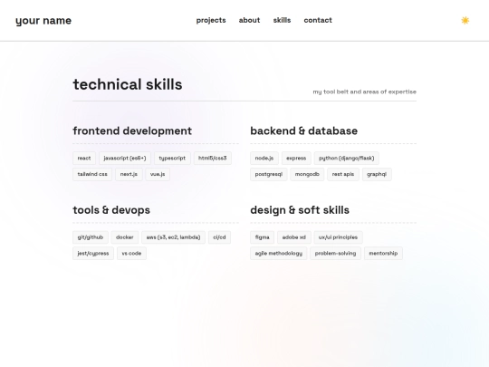 personal web/skills screenshot