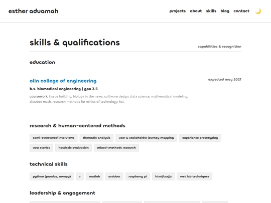 portfolio/skills screenshot