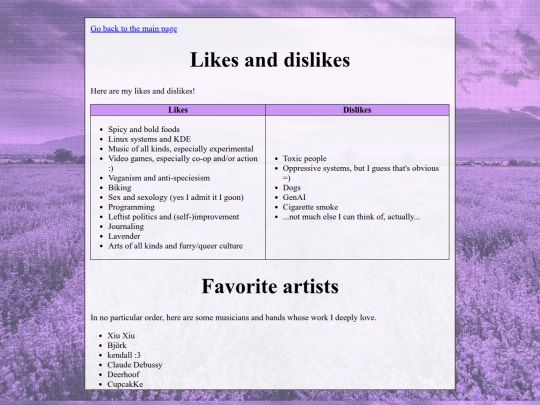 pages/interests screenshot