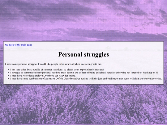 pages/struggles screenshot