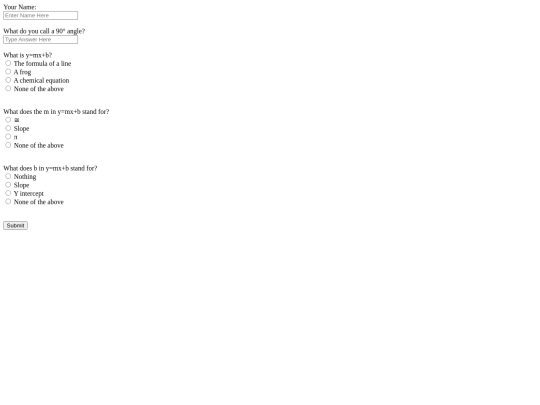 mathtestform screenshot