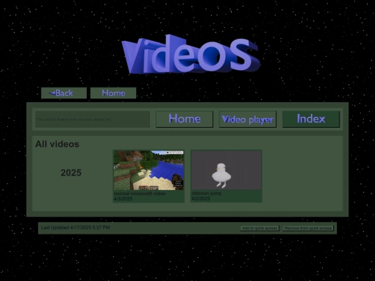 my-stuff/videos/videos-index screenshot