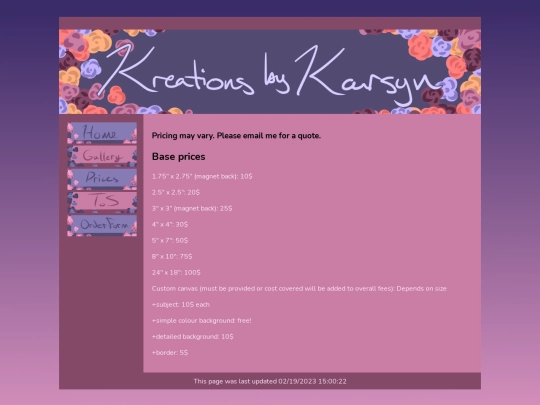 prices screenshot