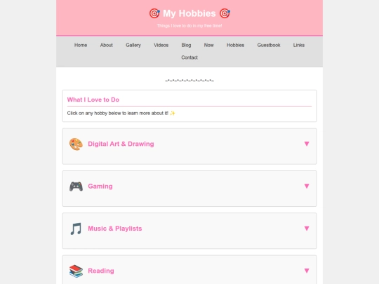 hobbies screenshot