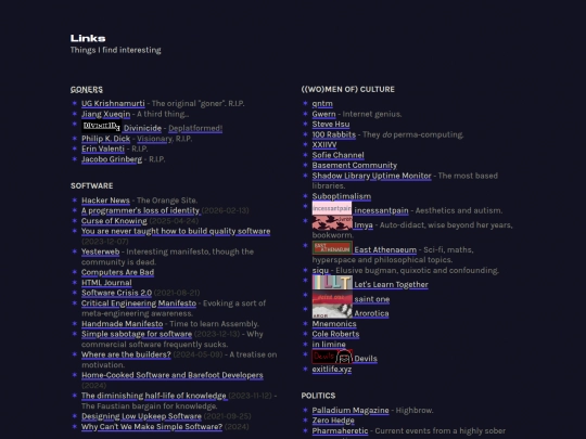 links screenshot