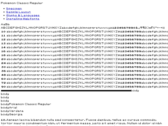 webfontkit-20230124-215644/pokemon_classic-demo screenshot