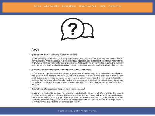 FAQs screenshot