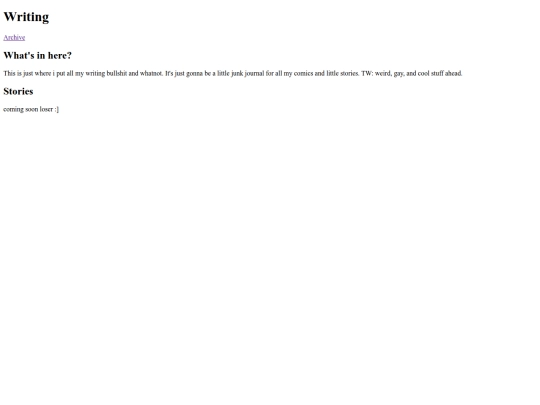 Myspace pages/writingz screenshot