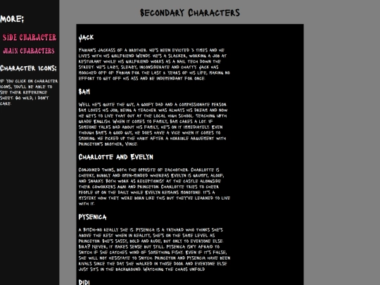 WebPages/SecondaryCharacters screenshot