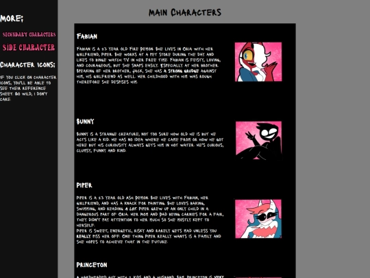 WebPages/characters screenshot