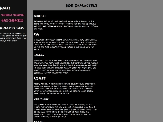 WebPages/sidecharacters screenshot