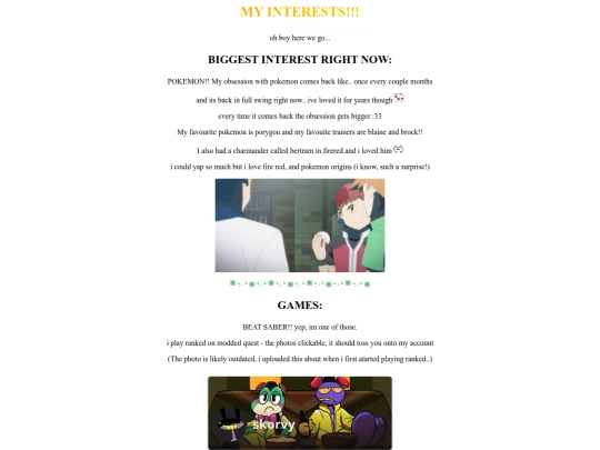 interests screenshot